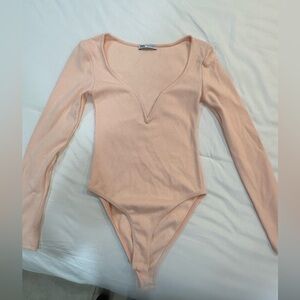 Zara Light Peach Ribbed Top